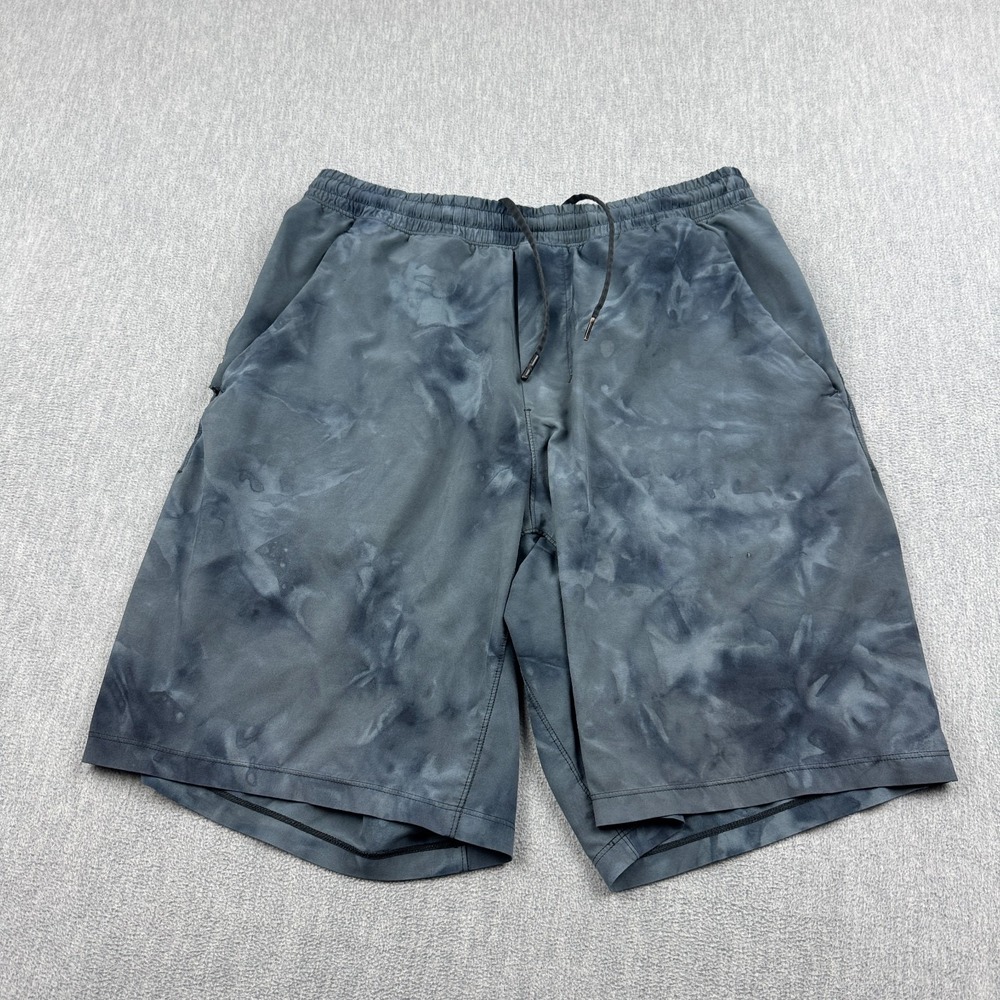 Lululemon Shorts Mens Medium Gray Blue Pace Breaker Linerless Drawstring Tie Dye